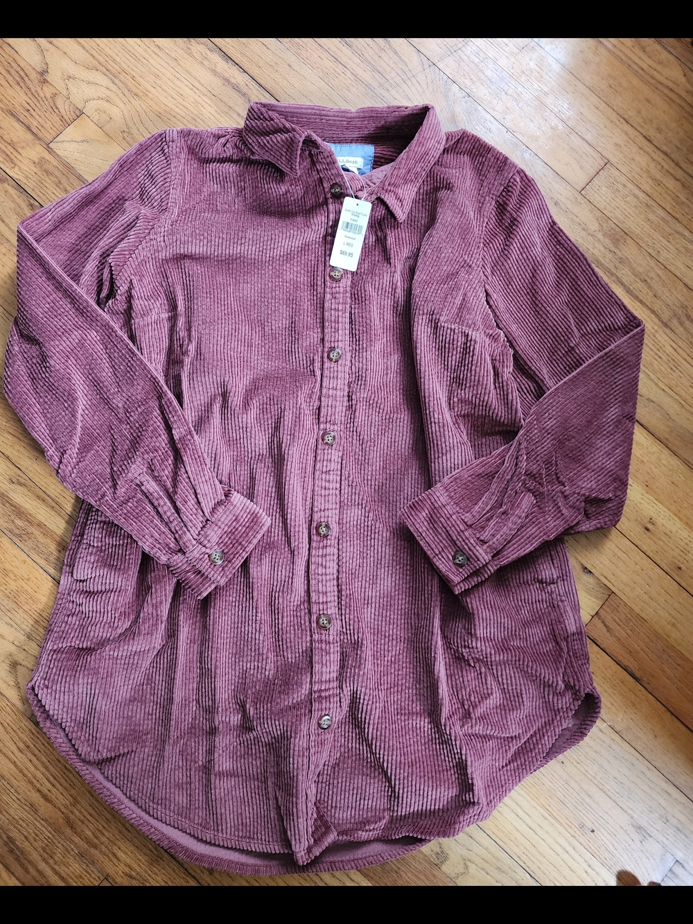 L.L. Bean Corduroy Button-Down Shirt in Dusty Rose L REG